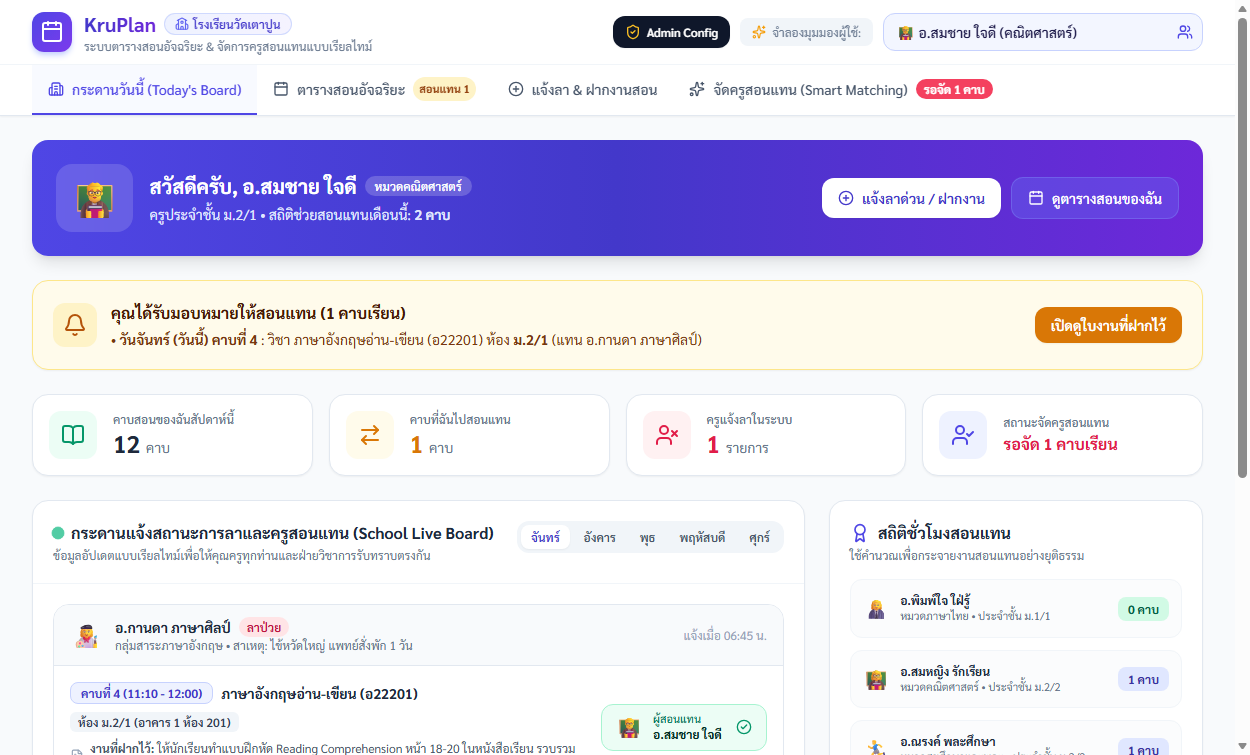 แถบเมนูหลัก KruPlan